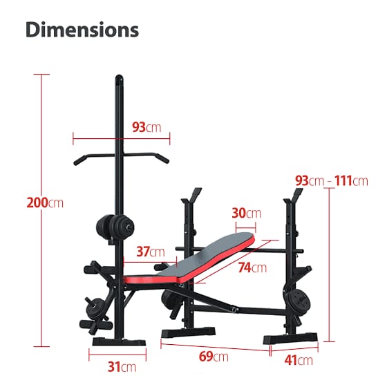 ANSON 20 in 1 Multi Adjustable Bench Press With Lats Pull Down, Rowing & Bicep - Tricep | Heavy Gauge | Double Support | For Home Gym Setup | - Anson Fitness