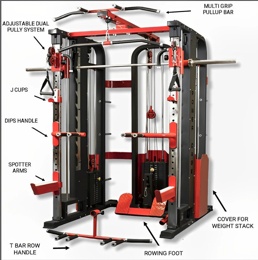 Anson Multi Gym Functional Trainer with Smith Machine Iron Weight Stack Triple Side for Commercial Cable crossover Gym Equipment