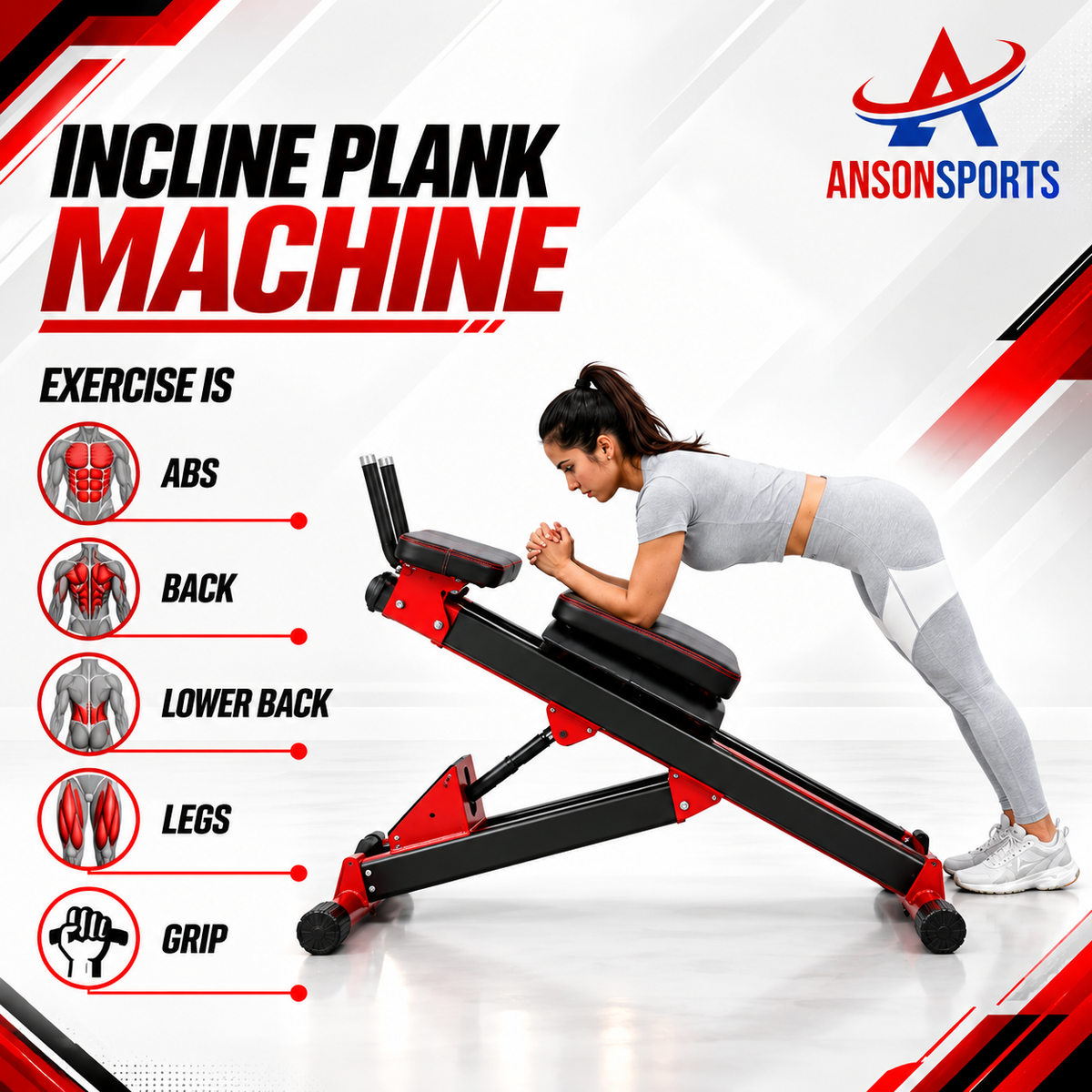 Professional Incline Plank Machine | Heavy-Duty Adjustable Abdominal Bench | Core Strength Training Equipment | Anson Fitness