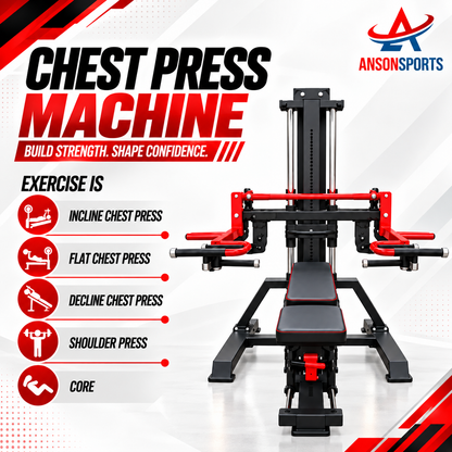 Adjustable Chest Press Machine | Plate Loaded Chest Press Station | Heavy-Duty Bench Press Equipment | Anson Fitness