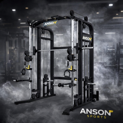 Anson Fitness | Heavy Duty Multi Functional | Cable Crossover Smith Trainer machine | Plate Loaded