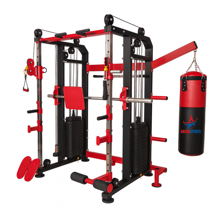 Anson Fitness Equipments Functional Trainer with smith Machine Model: Fitness (Red and Black )