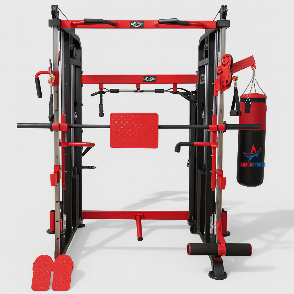 Anson Fitness Equipments Functional Trainer with smith Machine Model: Fitness (Red and Black )