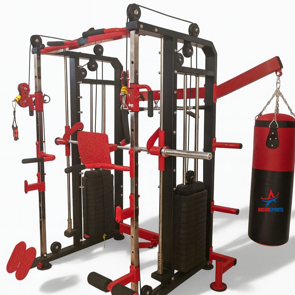 Anson Fitness Equipments Functional Trainer with smith Machine Model: Fitness (Red and Black )