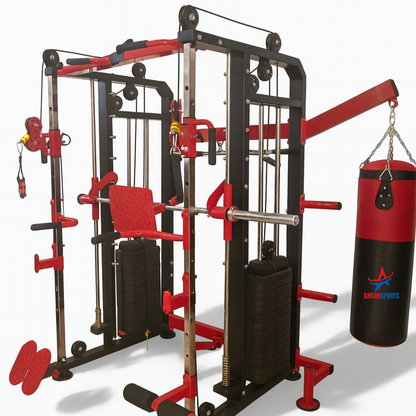 Anson Fitness Equipments Functional Trainer with smith Machine Model: Fitness (Red and Black )