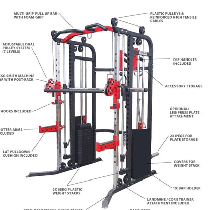 Anson Sports Commercial Grade All-in-One Functional Trainer with Integrated Smith Machine, Dual Adjustable Pulley, Multi-Grip Pull-Up Bar, Landmine Attachment &amp; Plate Storage System" - Anson Fitness  Get ₹100 off when you spend ₹599+ on select products
