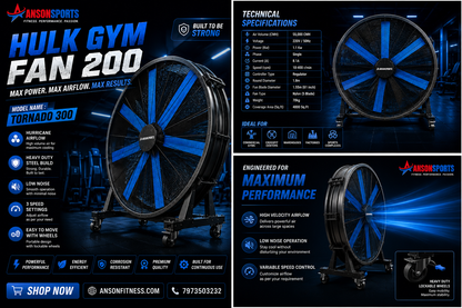 Anson Fitness Gym Fan Hulk 200 – 76 Inch-Heavy Duty Industrial Gym Fan Built for Maximum Cooling Performance
