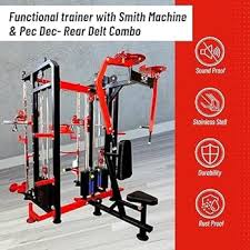 Anson Fitness Commercial functional trainer machine with Integrated Smith Machine, Dual Adjustable Pulley, and Chest Fly/Lat Pull Unit" - Anson Fitness