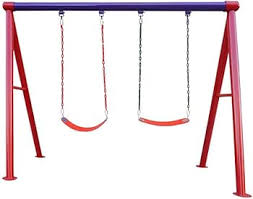 ANSON FITNESS HEAVY DUTY DOUBLE SEATER OUTDOOR SWING SET WITH POWDER COATED MILD STEEL FRAME AND FIBER SEATS FOR KIDS PLAYGROUND USE